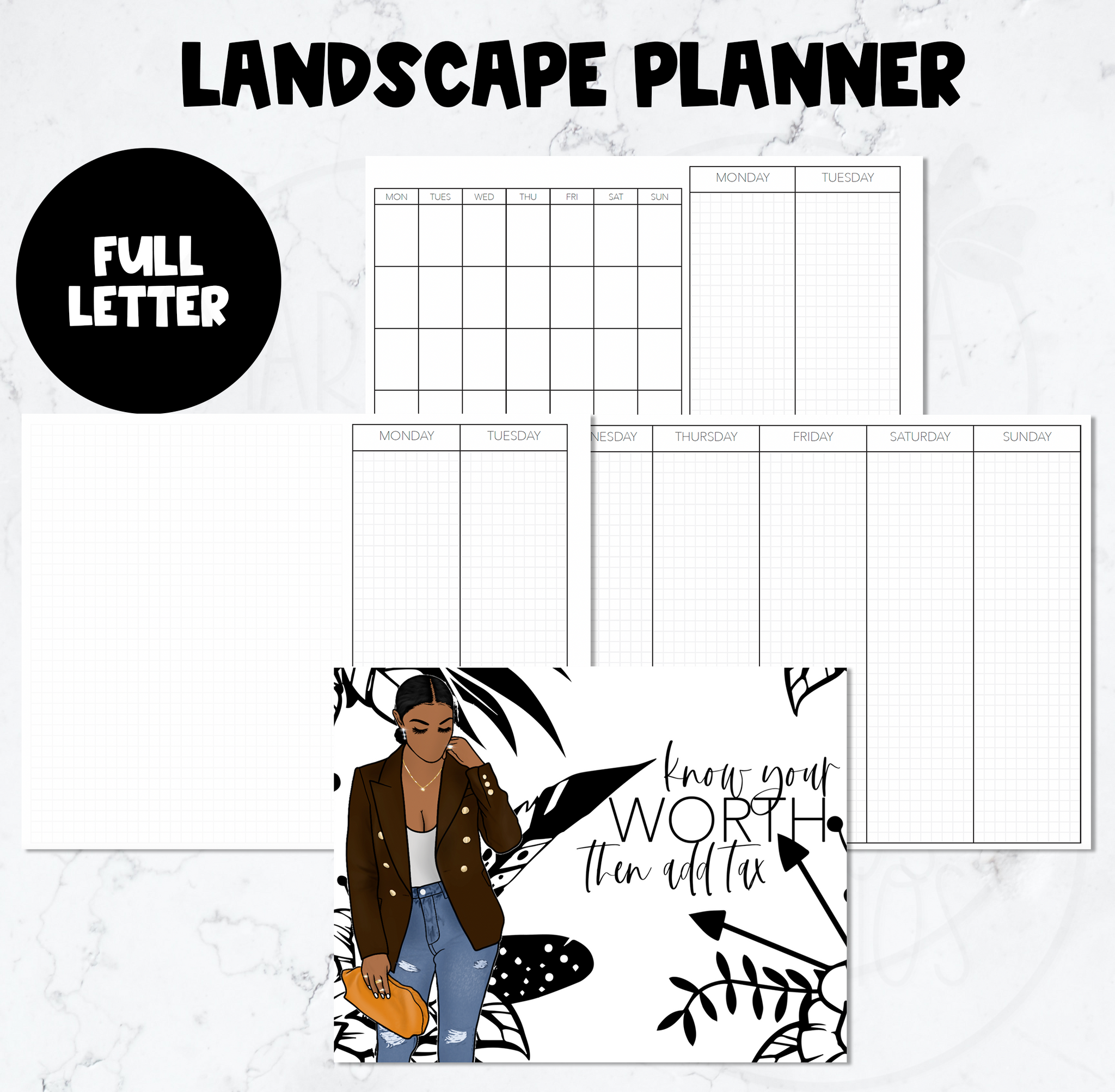 Know Your Worth Planner | Full Letter Landscape