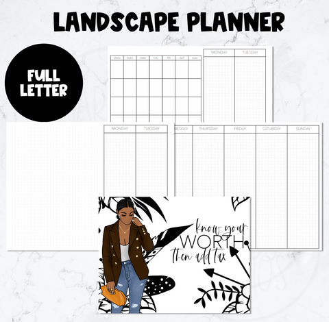 Know Your Worth Planner | Full Letter Landscape